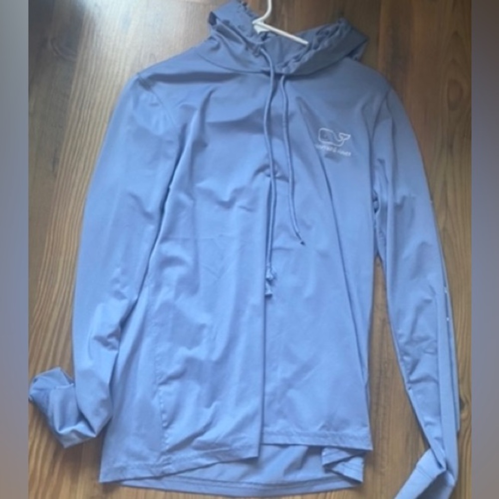 Womens long sleeve tee with hood.